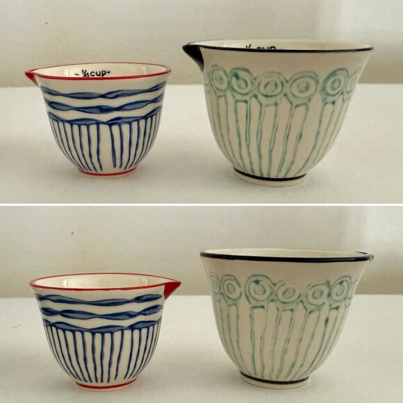 Handpainted Ceramic Measuring Cups Set Mix and Match Styles Set Rustic Cottage - Picture 7 of 14